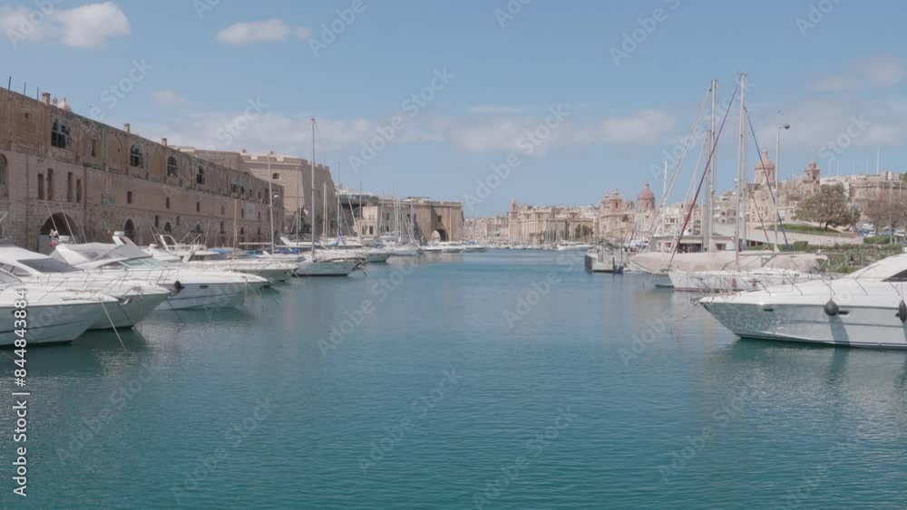The boats along Birgu Waterfront, from Bormla, Malta The boats along Birgu Waterfront, from Bormla, Malta