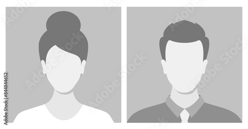 Simple Gray Avatar Icons Representing Male And Female Profiles. Vector Minimalist Design With A Professional Touch