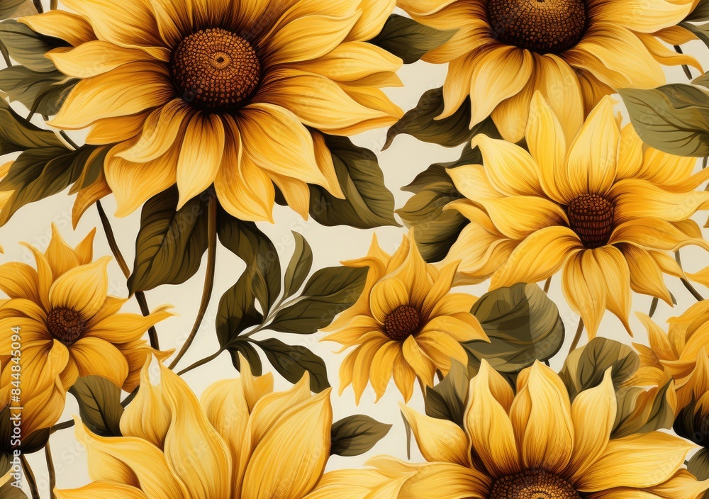 Close up of sunflowers in bloom Close up of sunflowers in bloom