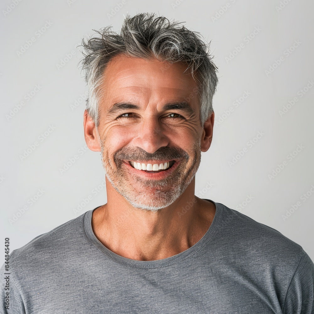 A handsome mature white man with white hair and a beard, smiling warmly and showcasing a confident, friendly demeanor in a close-up portrait A handsome mature white man with white hair and a beard, smiling warmly and showcasing a confident, friendly demeanor in a close-up portrait