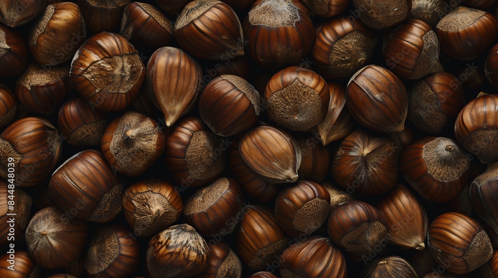 Close-Up of Fresh Hazelnuts with Rich Textures and Natural Brown Shells in Market, Generative AI Close-Up of Fresh Hazelnuts with Rich Textures and Natural Brown Shells in Market, Generative AI