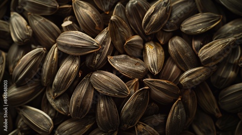 Close-Up of Sunflower Seeds Highlighting Natural Texture and Pattern in Detail, Generative AI