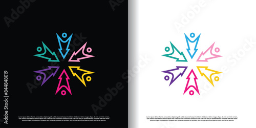 Team work logo design with modern creative style Premium Vector