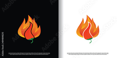 hot chili logo design vector with creative concept premium vector