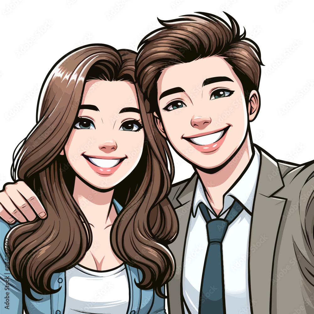 Vector illustration of happy couples smiling for a photo. Suitable for relationship themes, social media graphics, and lifestyle designs. Vector illustration of happy couples smiling for a photo. Suitable for relationship themes, social media graphics, and lifestyle designs.
