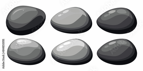 Rock stone set cartoon. Cobble stone game objects. Three dimensional stones and rocks element, isometric 3d flat style. Mountain grey stones. Vector grey rock stone, isolated on white background.