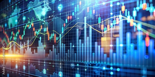 Börse und Finanzen - Digitalisierung und digitale Systeme - Banken und Geldströme - Analyse und Auswertung - Futuristische Darstellung - Aktien - Werte