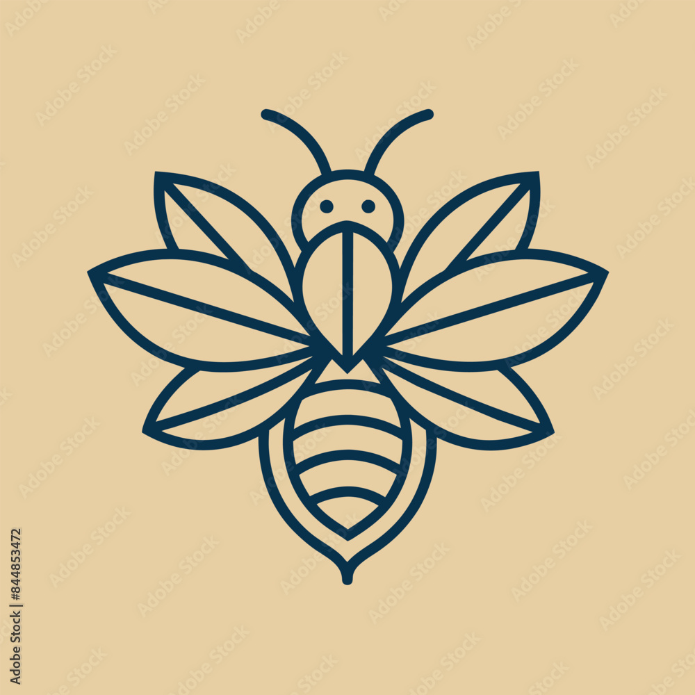 A simple line drawing of a bee perched on a flower, with a minimalist style and a beige background, A minimalist line drawing of a bee perched on a flower A simple line drawing of a bee perched on a flower, with a minimalist style and a beige background, A minimalist line drawing of a bee perched on a flower