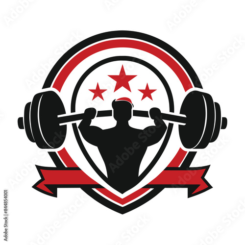 Minimalist Gym Logo Design Featuring a Silhouette of a Weightlifter, A minimalist logo design for a gym that captures the essence of strength and resilience