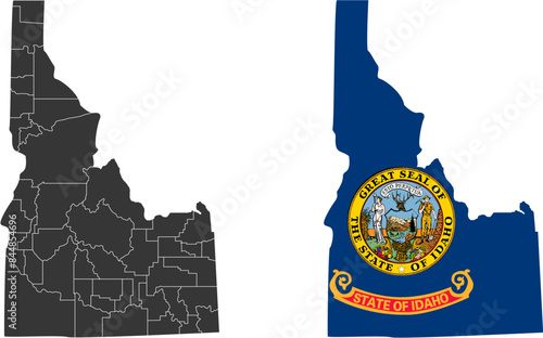 Idaho state of USA. Idaho territory and flag. States of America territory on white background. Separate states. Vector illustration