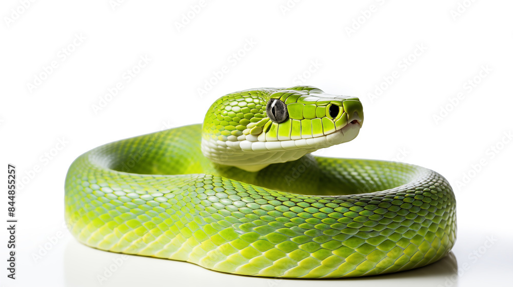 Obraz premium green snake on white background