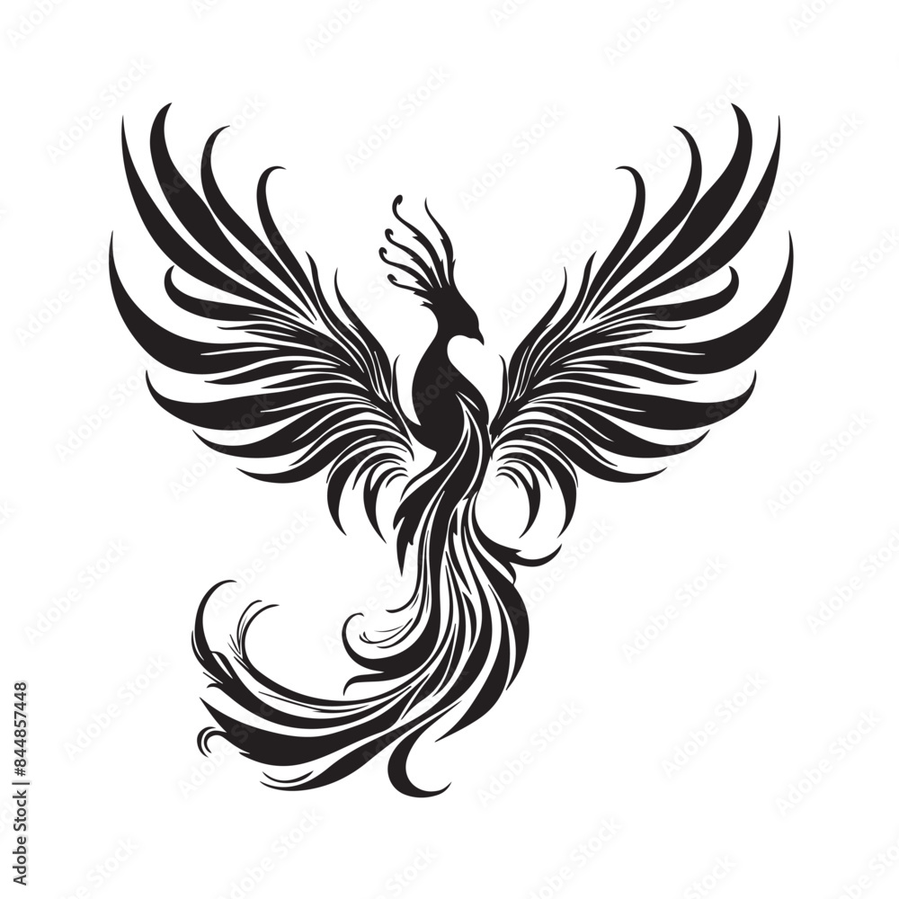black and white tattoo design Of a Phoenix Bird black and white tattoo design Of a Phoenix Bird