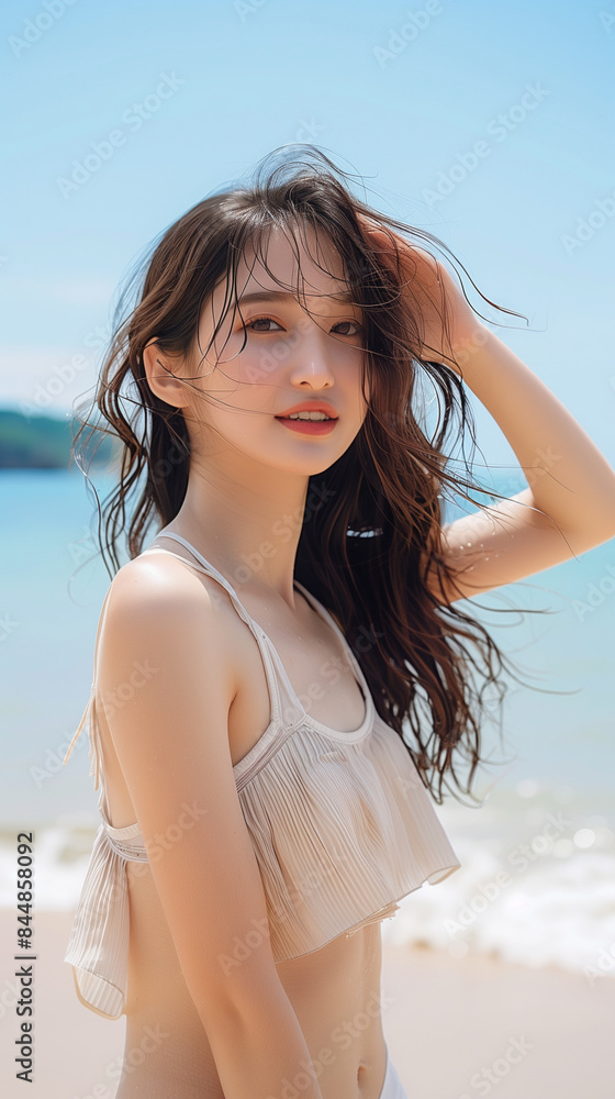 海にいる女性 紫外線・UVケア 海にいる女性 紫外線・UVケア