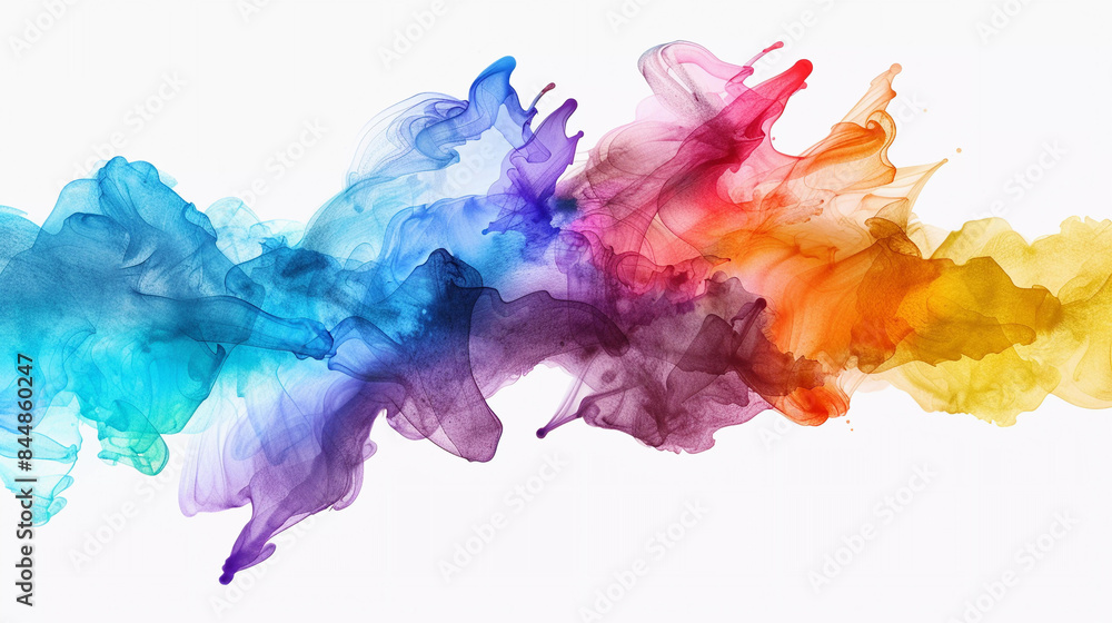 Fototapeta premium Multicolor ink effect isolated on white background with clipping path 