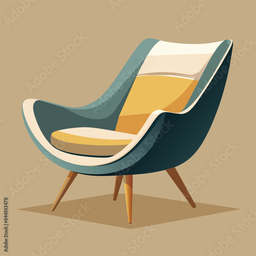 A digitally illustrated image of a modern, minimalist chair with clean lines and a vibrant color palette, A sleek and modern chair design with clean lines and a neutral color palette