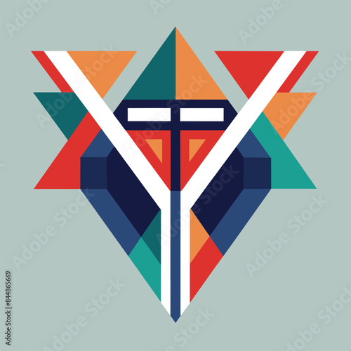 A minimalist design featuring abstract geometric shapes in a vibrant color palette, Abstract geometric shapes hinting at a minimalist logo for a transit system
