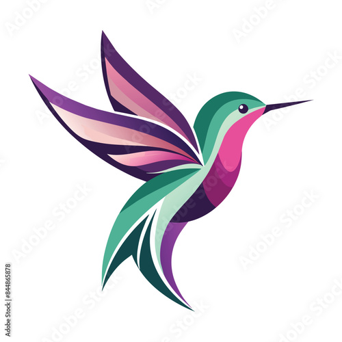 Abstract representation of a hummingbird in a logo design, Abstract representation of a hummingbird in a logo