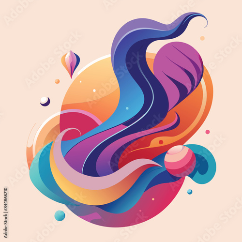 An abstract, colorful composition featuring swirling, flowing shapes, reminiscent of movement and energy, An abstract composition inspired by the concept of home and garden