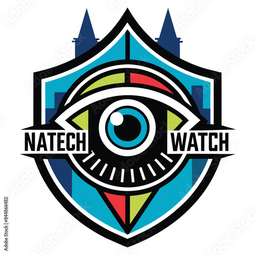 Abstract Logo for Natech Neighborhood Watch, An abstract logo for a neighborhood watch group incorporating a simple eye shape