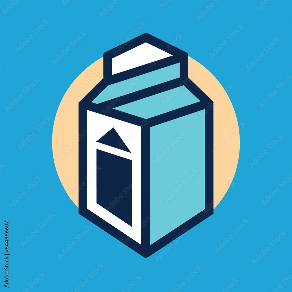 A simple, abstract representation of a milk carton in blue and white against a blue background, An abstract representation of a milk carton A simple, abstract representation of a milk carton in blue and white against a blue background, An abstract representation of a milk carton