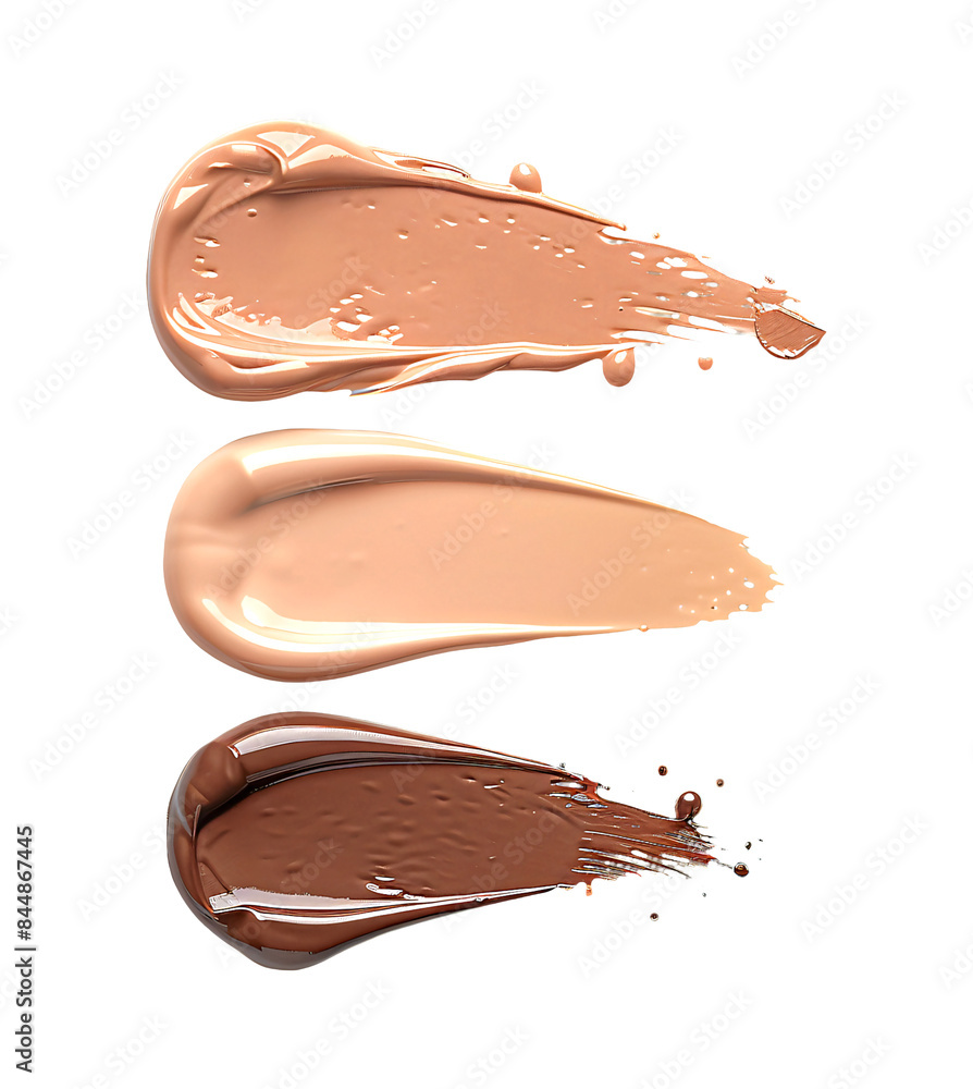 Foundation swatches in three shades ranging from light to dark with a smooth, creamy texture. Foundation swatches in three shades ranging from light to dark with a smooth, creamy texture.