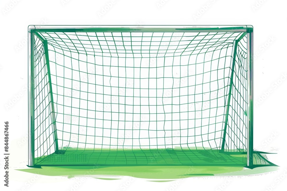 Fototapeta premium Minimalistic Vector style Illustration of Soccer Goal on White Background