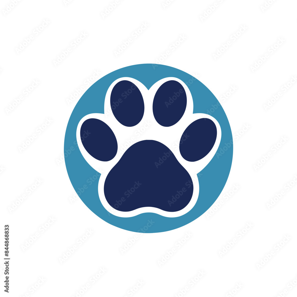 A simple, modern logo featuring a blue paw print within a circular background, Craft a minimalist logo highlighting a single pet paw in a clean and uncomplicated design A simple, modern logo featuring a blue paw print within a circular background, Craft a minimalist logo highlighting a single pet paw in a clean and uncomplicated design