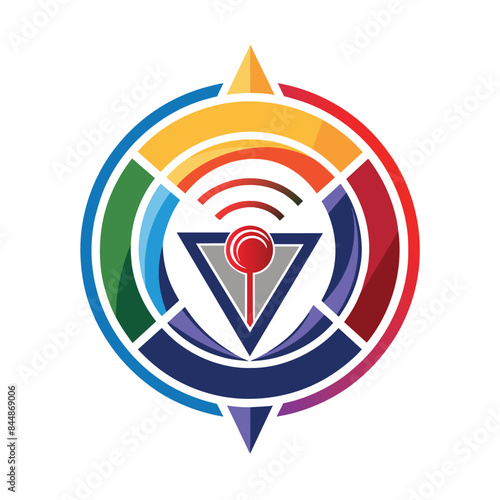 Modern Minimalist Logo Design With A Compass And Wi-Fi Signal, Craft a minimalistic logo with a modern twist for a broadcasting company
