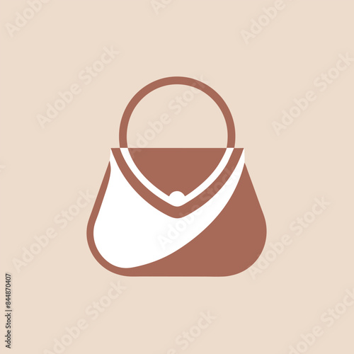 A minimalist, single-color logo design of a brown leather handbag, Create a minimalist logo inspired by a sleek leather handbag