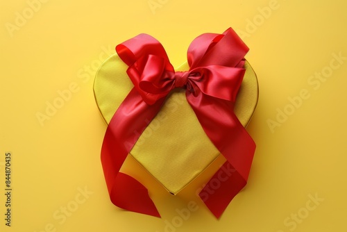 Vibrant Gift Box on Yellow Background for Celebrations Generative AI