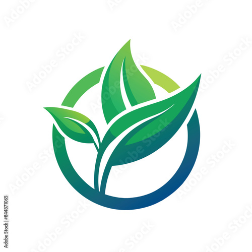 A simple, elegant logo with three stylized green leaves inside a blue circle, Create a sleek, minimalist logo for a consulting firm focused on sustainability photo