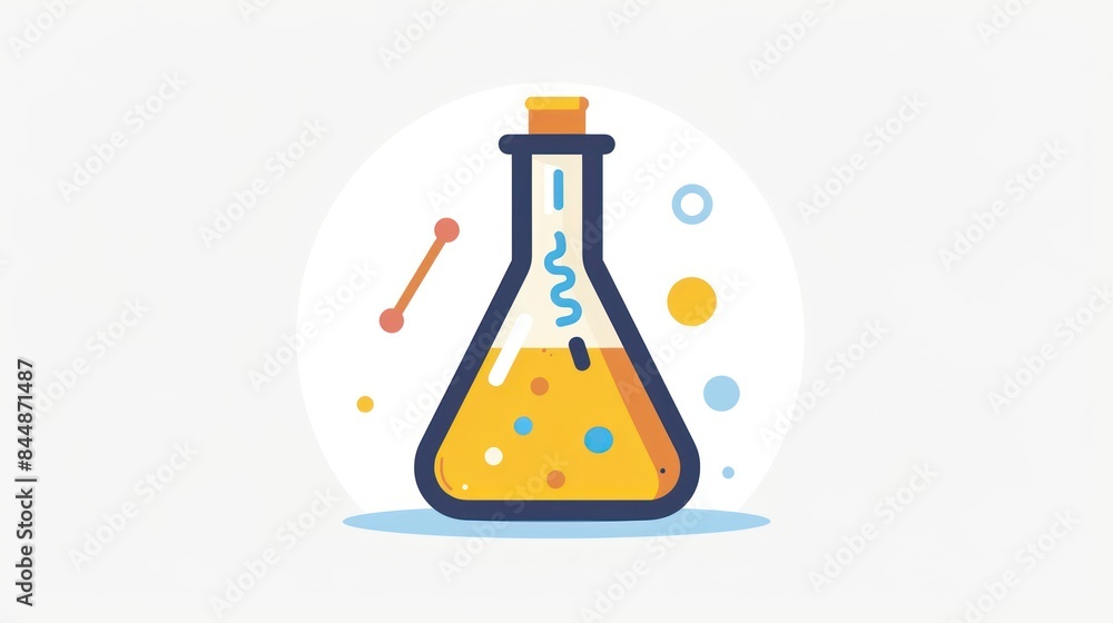 Illustrated Erlenmeyer Flask With Yellow Liquid on White Background Illustrated Erlenmeyer Flask With Yellow Liquid on White Background