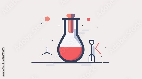 Illustrated Erlenmeyer Flask With Yellow Liquid on White Background