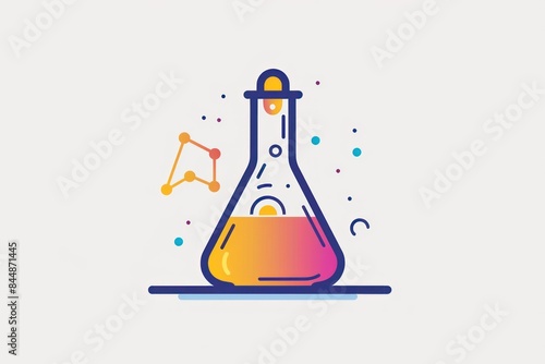 Illustrated Erlenmeyer Flask With Yellow Liquid on White Background