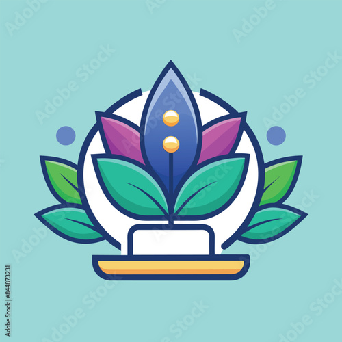 A minimalist wellness icon with a vibrant flower design, symbolizing growth and well-being, Design a sleek and contemporary icon for a wellness products online store