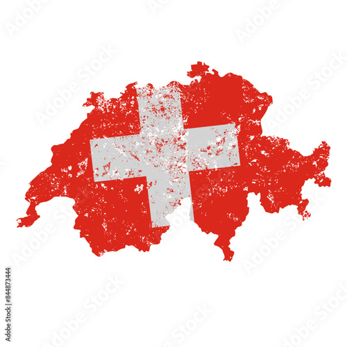 map with switzerland flag with grunge effect - vector illustration