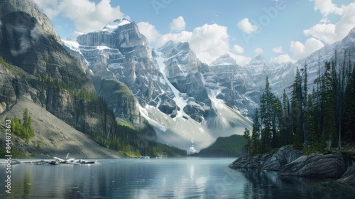 Wallpaper Mural A Serene Journey Through the Pristine Canadian Rockies with Majestic Mountains and Serene Glacial Lakes Torontodigital.ca