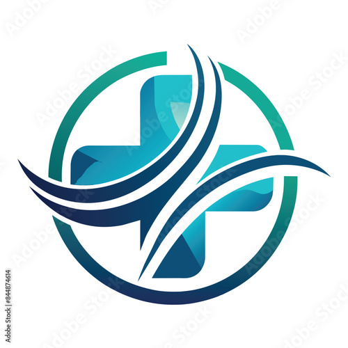 Modern Medical Clinic Logo Design Featuring Blue and Green Color Scheme, Develop a sleek and modern logo for a medical clinic, utilizing clean lines and subtle details