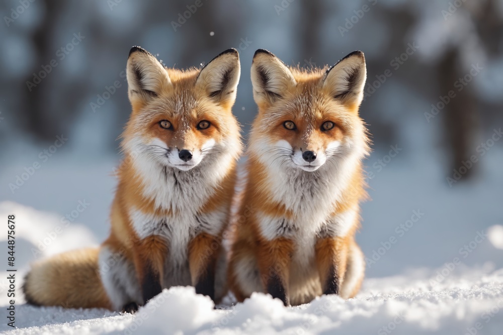 Winter's Camouflage: Red Fox Poised in Snowy Stillness Winter's Camouflage: Red Fox Poised in Snowy Stillness