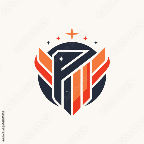 A logo design created using typography, featuring a shield with wings and stars, Experiment with typography to create a logo that is both minimalist and memorable