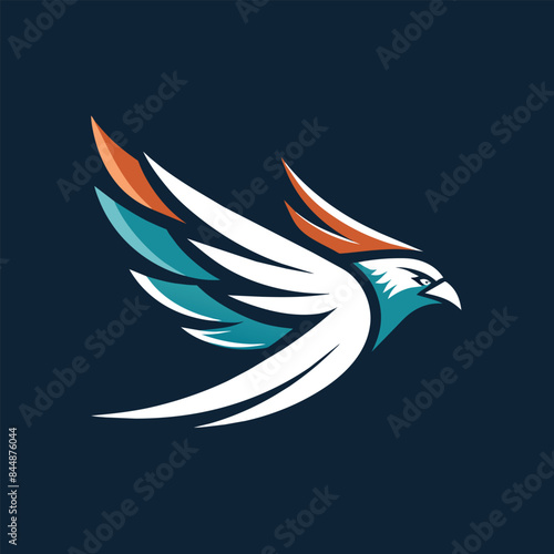 A minimalist abstract logo design featuring a stylized eagle in flight, flying eagle abstract logo design vector