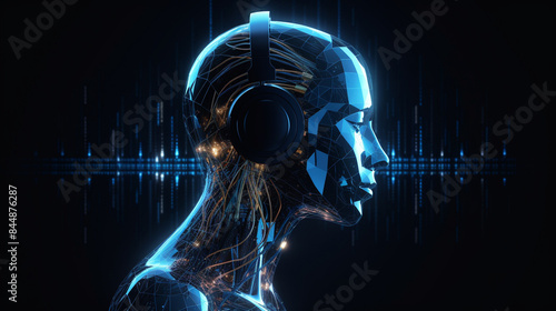 creating music using artificial intelligence. robot, modern technologies.	
