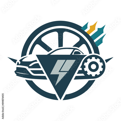 A minimalist logo featuring a stylized car, a lightning bolt, a wheel, and a gear. This logo represents speed, power, and innovation, Generate a minimalist logo that exudes luxury and refinement