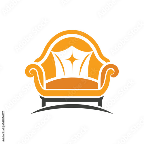 A simple and elegant logo featuring an orange elephant head inside a blue circle, Generate a simple and elegant logo for a furniture online retailer