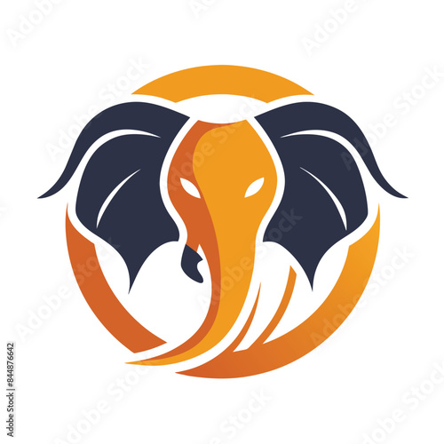 A stylized orange elephant head logo design with a white background, Generate a simple and modern logo inspired by the beauty of elephants photo