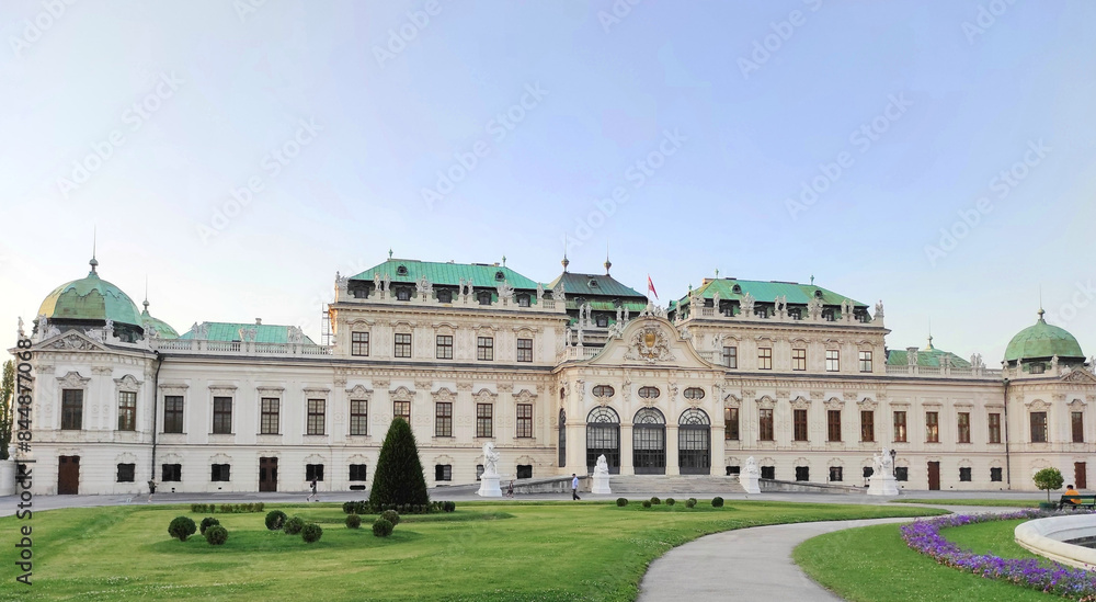 Naklejka premium Exterior view of the Upper Belvedere Palace in Vienna, Austria. The Belvedere is a baroque palace complex build as a summer residence for Prince Eugene of Savoy.