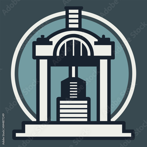 A simple graphic illustration of a hydraulic press machine, Graphic representation of a hydraulic press machine