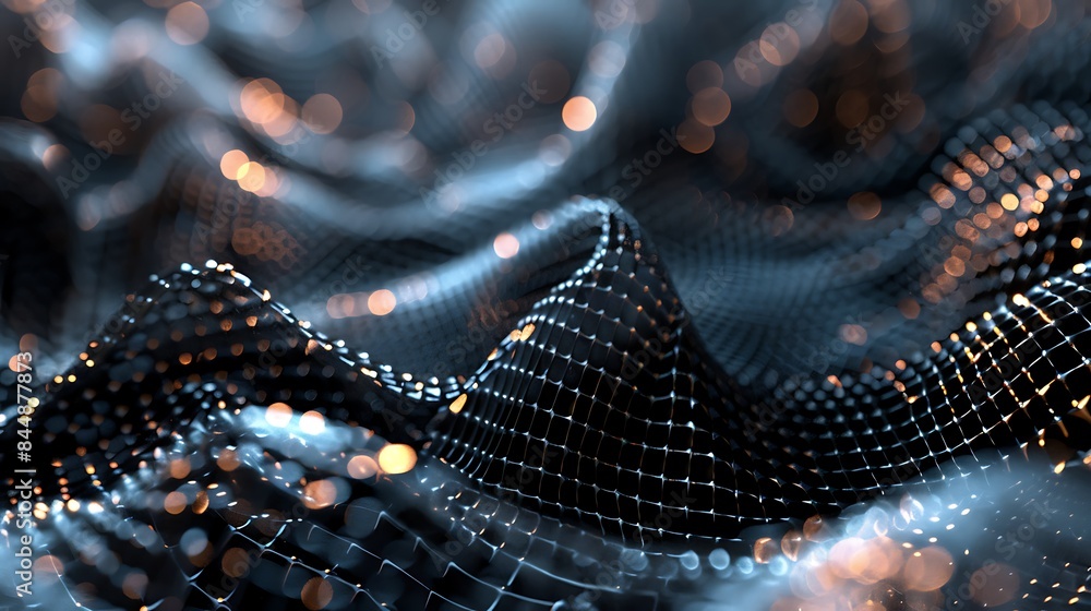 Fototapeta premium illustration, light, texture, design, pattern, vector, wave, art, wallpaper, backdrop, halftone, technology, color, blue, tunnel, 3d, space, dot, shape, backgrounds, curve, grunge, computer, futuristi