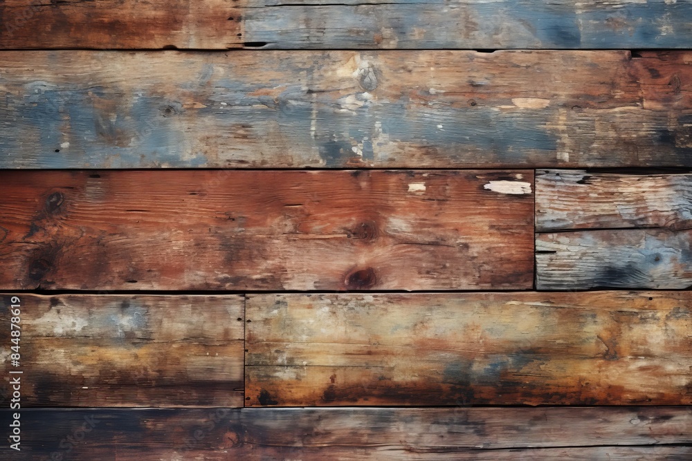 Abstract weathered wooden background with cracks and knots, rustic design concept seen from top view Abstract weathered wooden background with cracks and knots, rustic design concept seen from top view