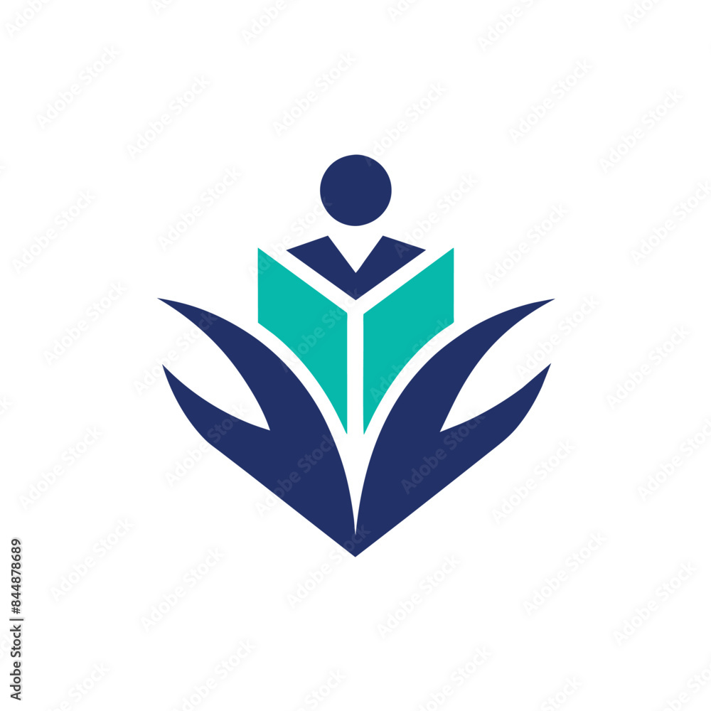 A minimalist logo design featuring a book, a person, and leaves, set within a colorful circle, Logo design for a tutoring service A minimalist logo design featuring a book, a person, and leaves, set within a colorful circle, Logo design for a tutoring service